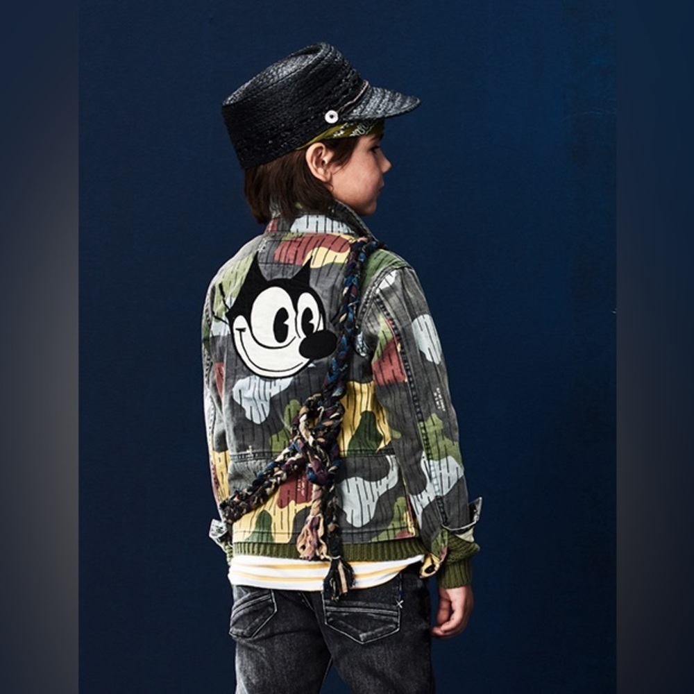 Scotch & Soda Felix the Cat Camouflage Jean Jacket Junior Boys Sz 16